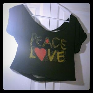 Ribbed back, Peace Love crop top